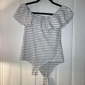 J Crew Black and White Stripe Bodysuit